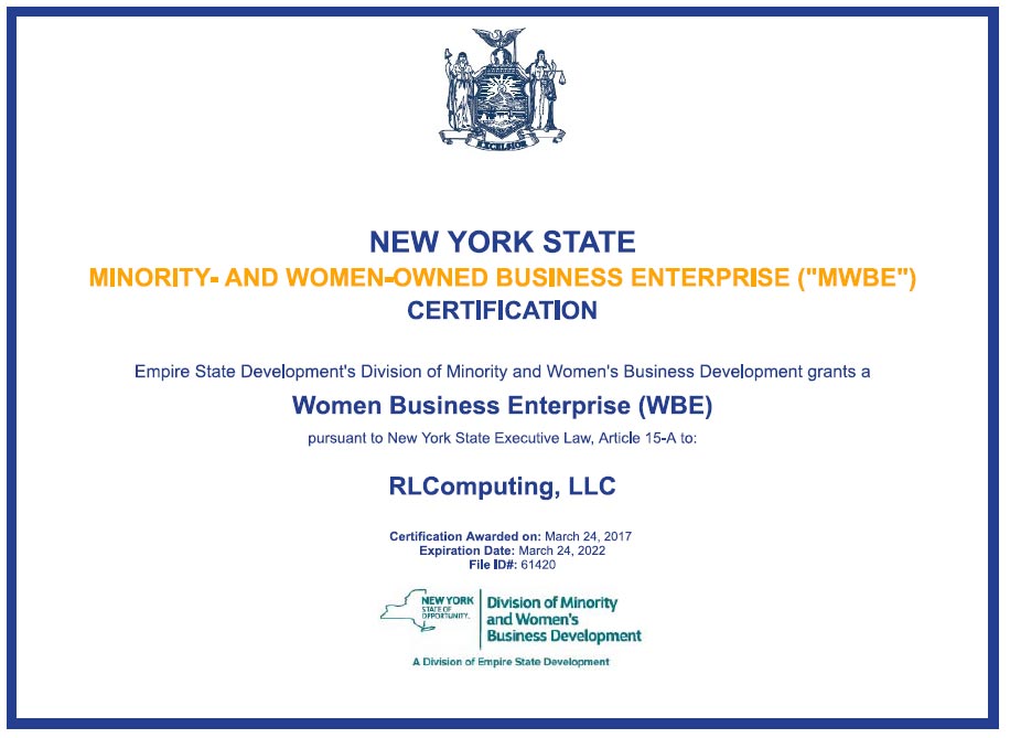 WBE Certification - RLComputing
